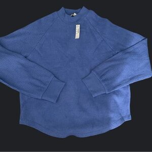 Madewell Textured Blue Knit Top